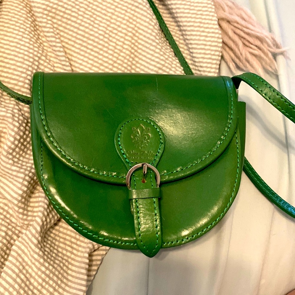 Hunter green leather crossbody purchased in Italy